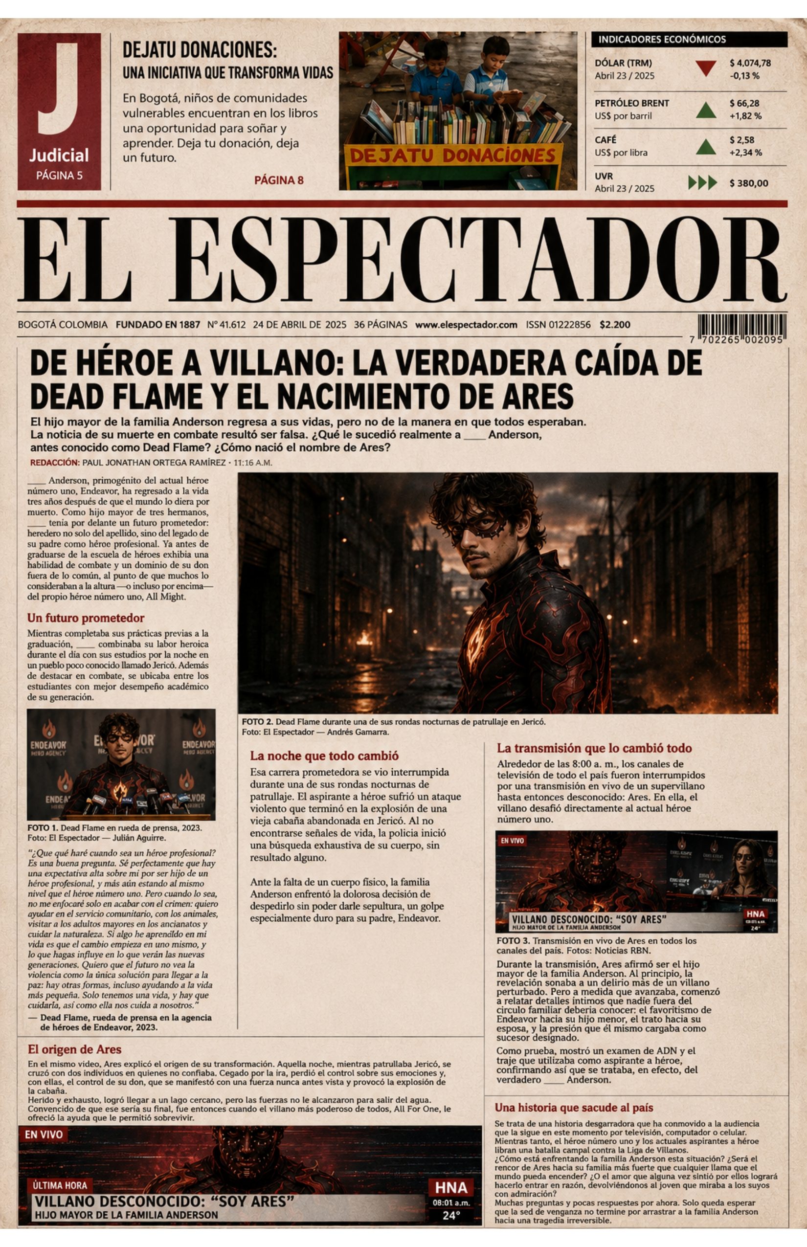 Portada de El Espectador: de héroe a villano